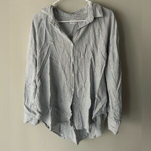 Cotton On Casual Striped Shirt - Navy and White